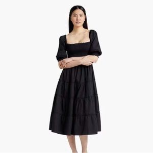Hill House Home black Swiss Dot Dress with Puffy sleeves